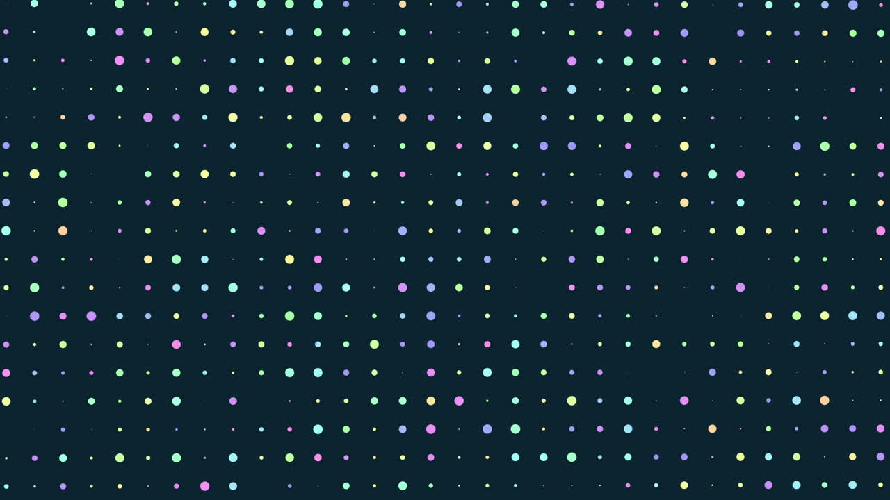 cuadrícula vibrante de puntos de colores lúdicos en fondo oscuro