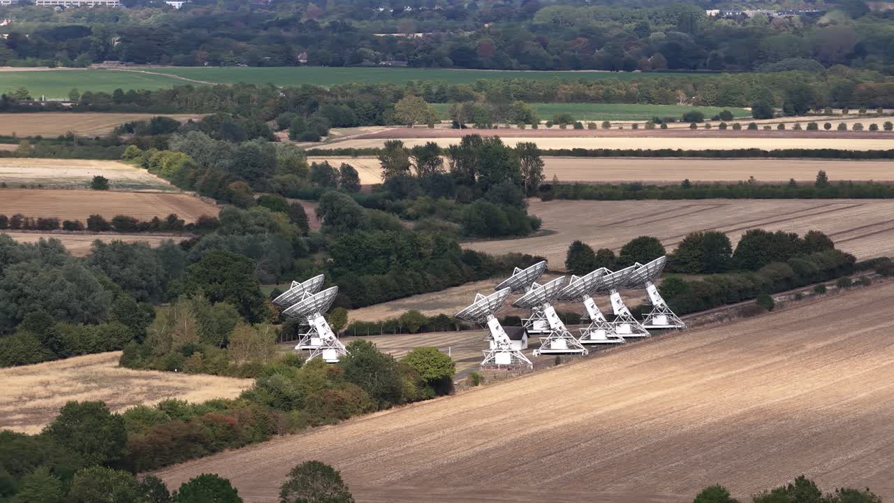 The Mullard Radio Astronomy Observatory, South Of Cambridge, UK - Drone Shot