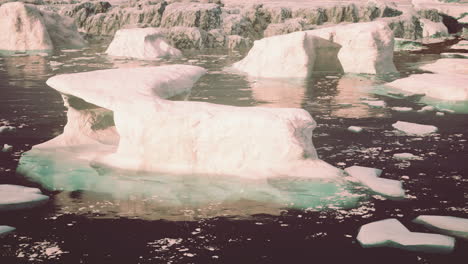 lake with massive pieces of melting ice