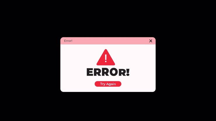 Digitales Fehlermeldungs-Pop-up-Fenster auf schwarzem Hintergrund