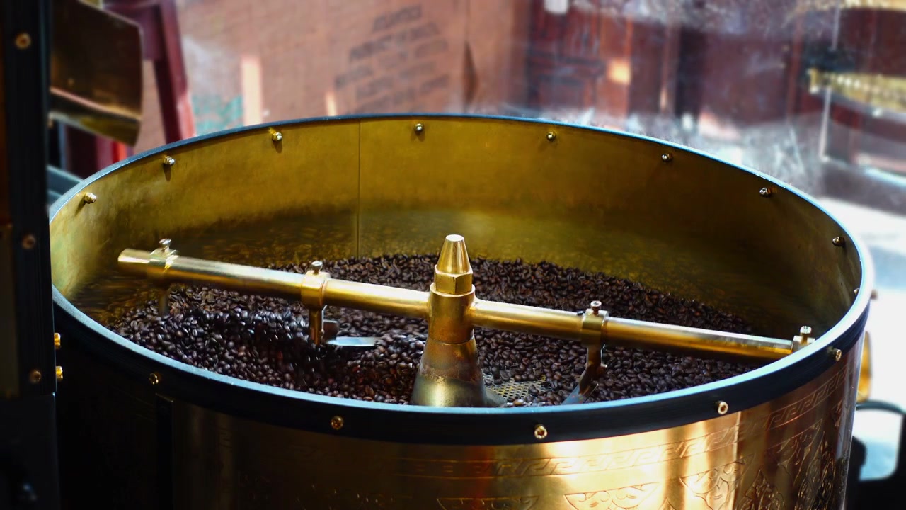 Coffee bean roasting machine. Technology of roasting of coffee.