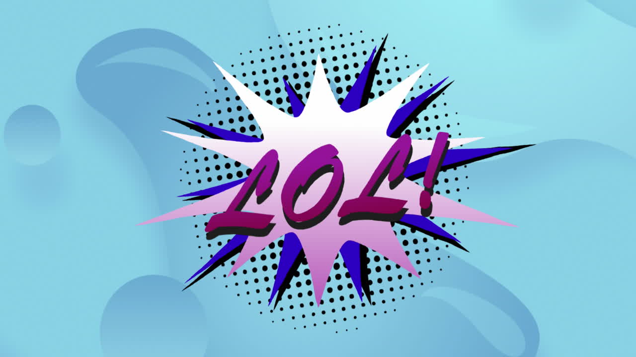 레트로 음성 거품과 패턴 배경에 lol 텍스트의 애니메이션