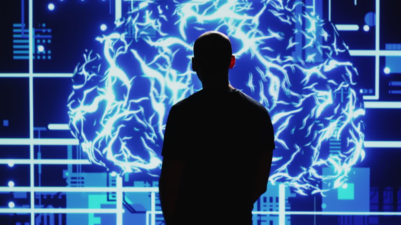 el ingeniero mira la red neuronal.