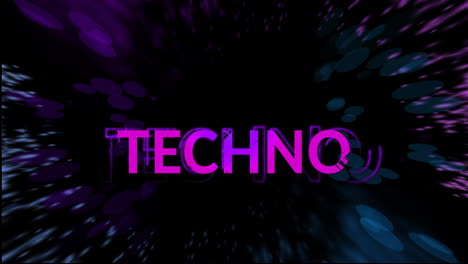 animation of pink techno text and light trails on black background