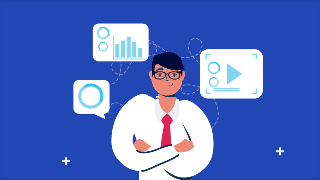 businessman working with social media marketing