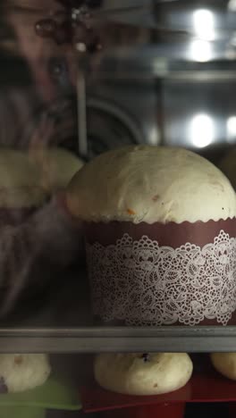 easter bread (kulich) in an oven