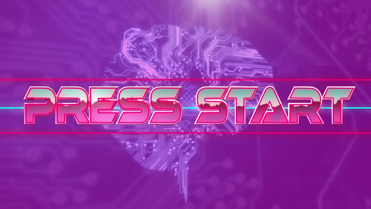 анимация текста начала печати над геометрическими формами и процессорными ядрами