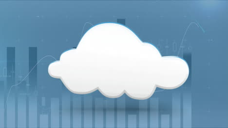 nube blanca giratoria delante de gráficos y gráficos en movimiento