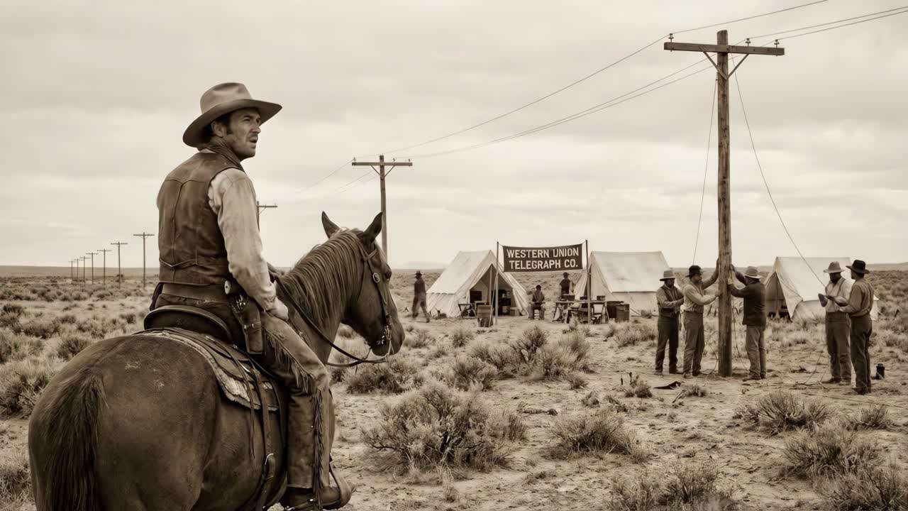 Old West Scene with Cowboy on Horseback