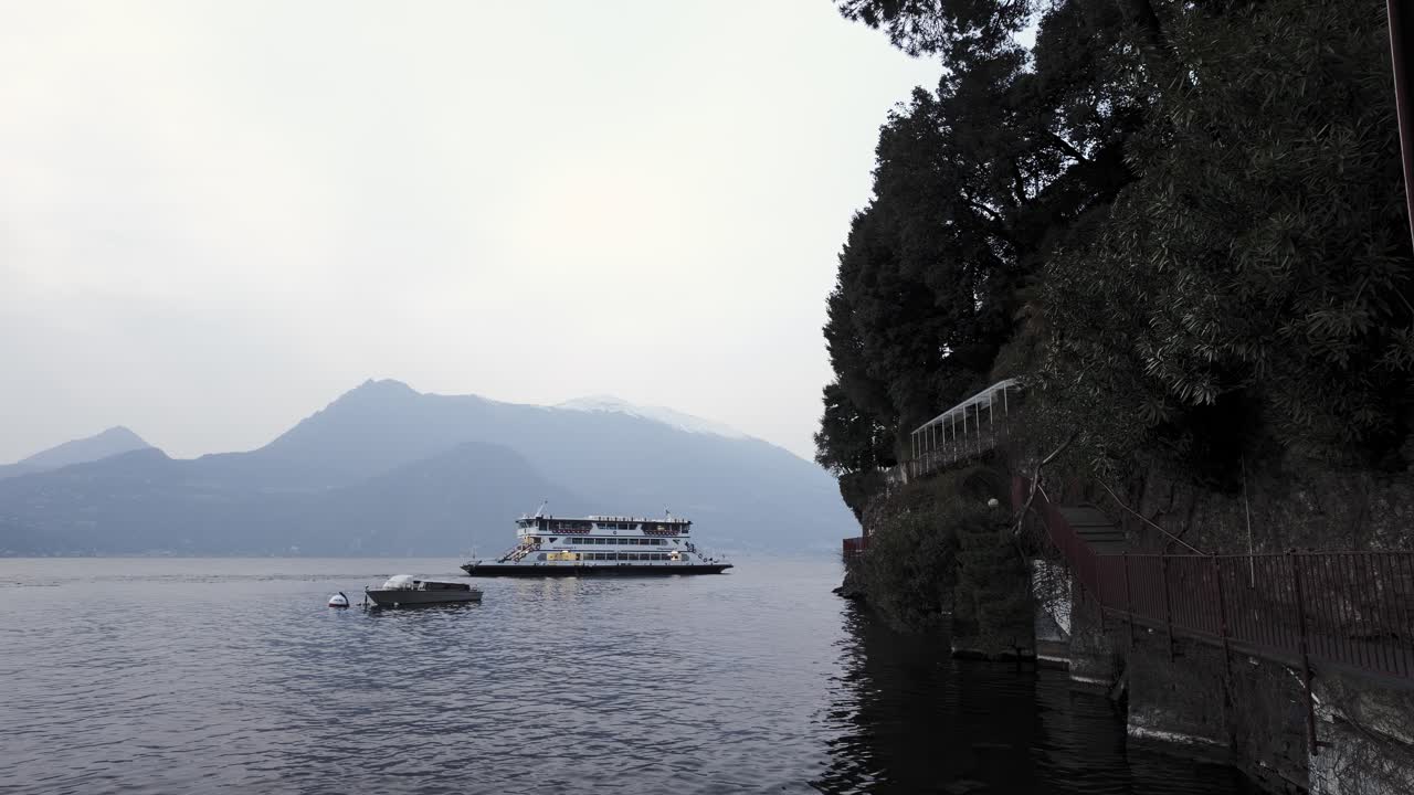 Ferry passing by in Lake Como, Italy