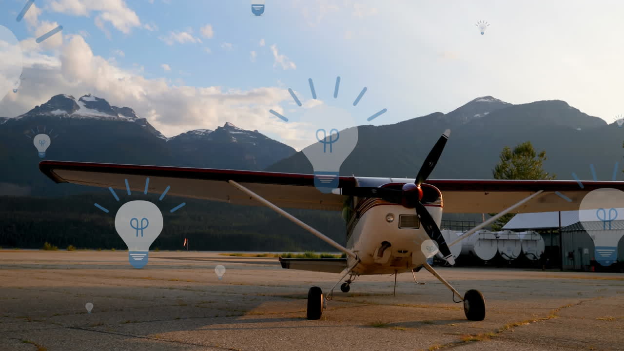 animación de los iconos de las bombillas sobre el plano