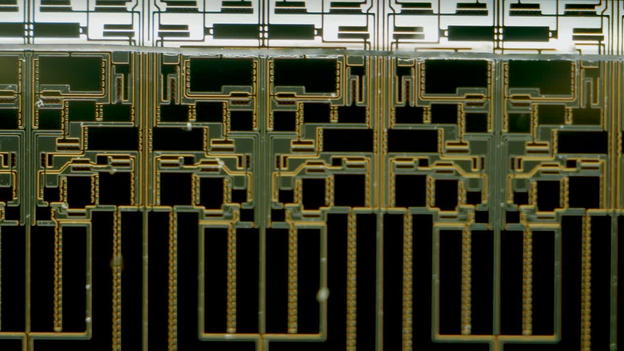 LCD display thin film transistor under microscope