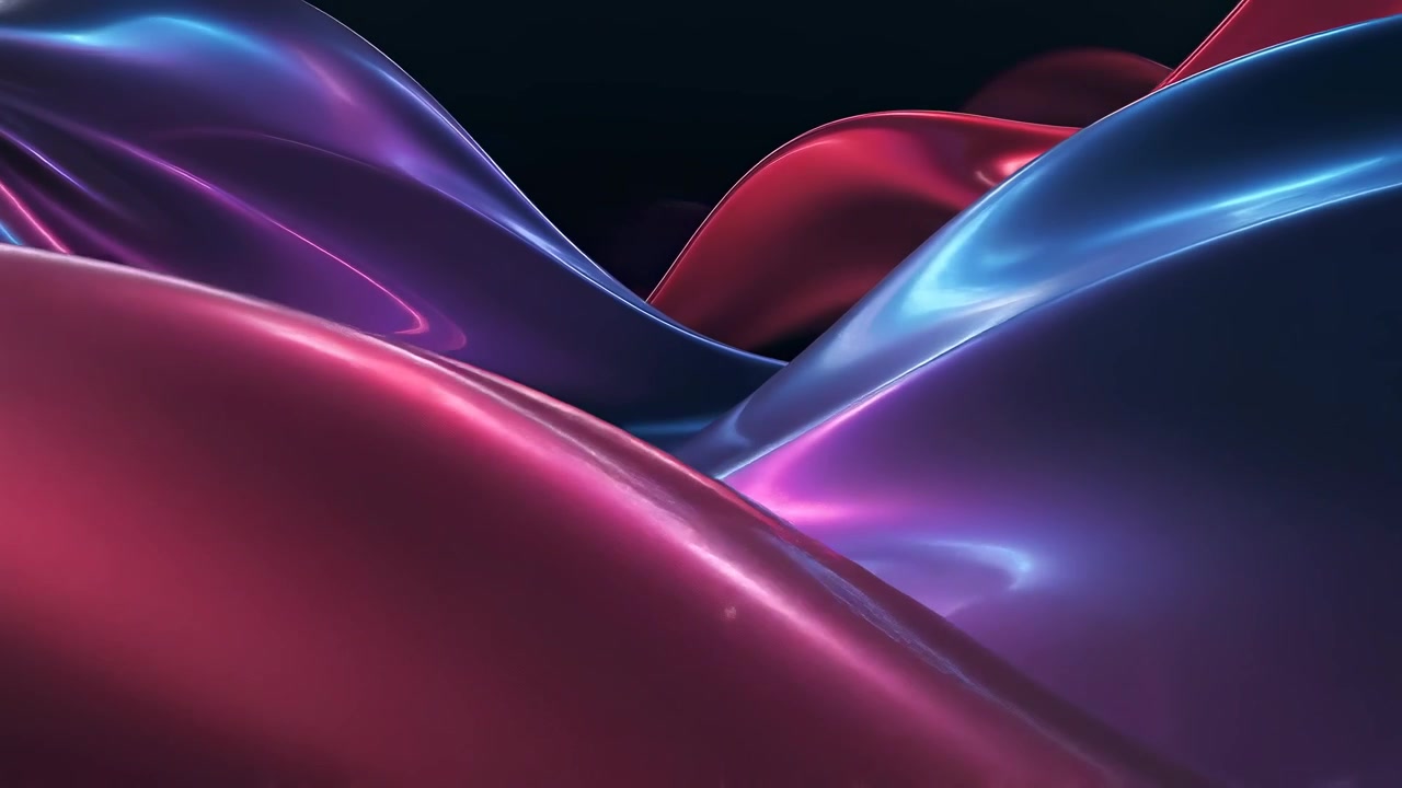 Abstrakt 3D-animation af flydende røde og blå væskebølger