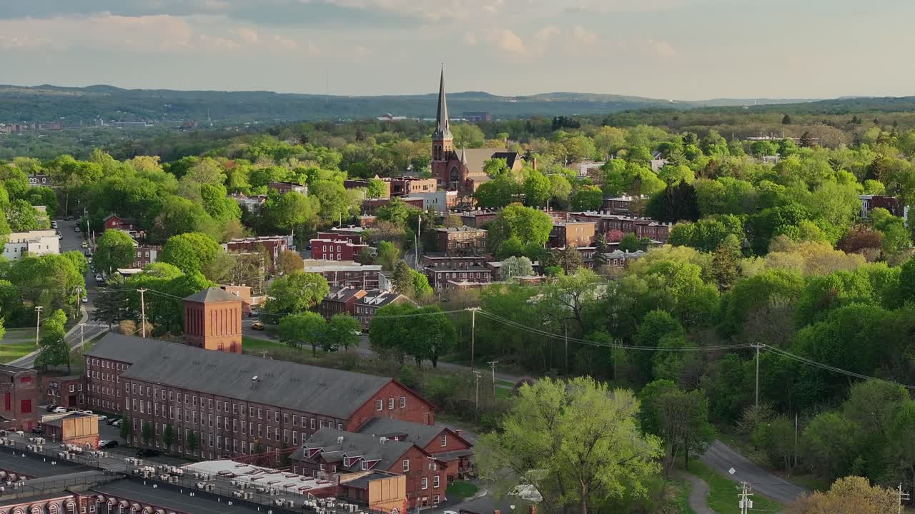 Aerial view town of Cohoes New York