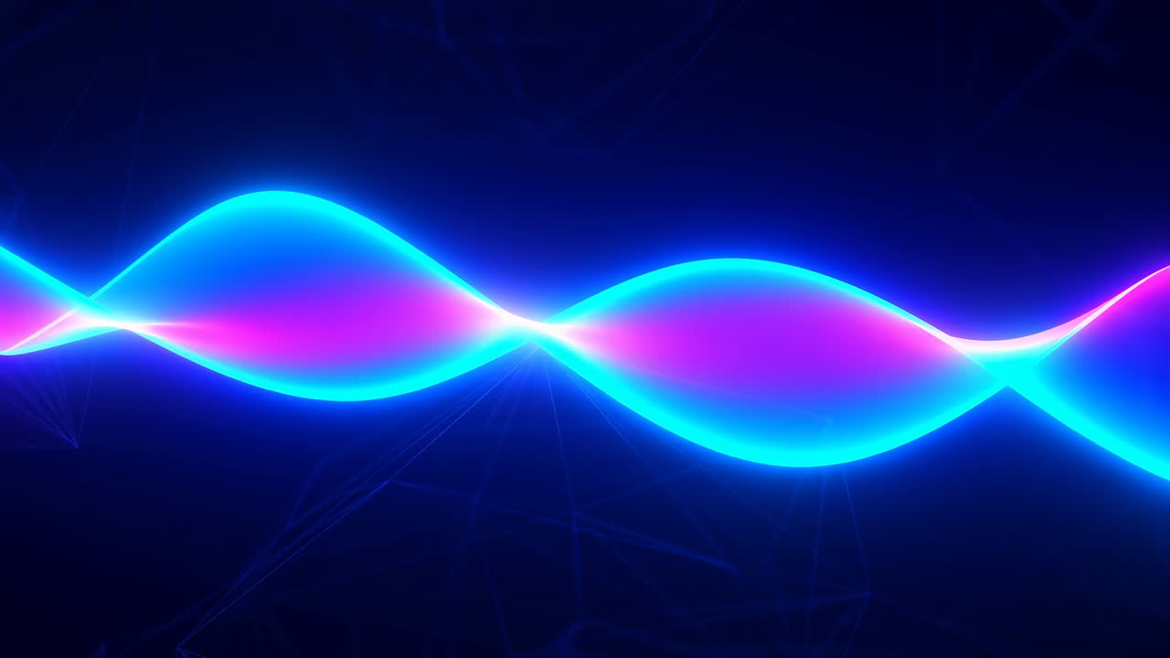 Abstract Glowing Neon Waveform Moving on Dark Background