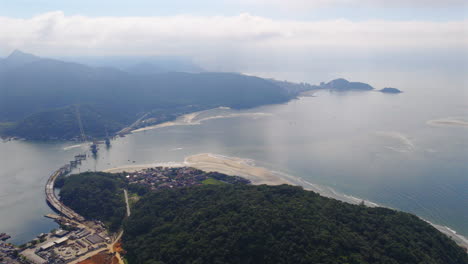 aerial view of the new bridge under construction connecting caiobá and guaratuba, paraná, brazil