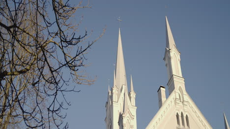 church steeples against a clear sky