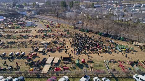 An-Aerial-View-of-an-Amish-Mud-Sale-in-Pennsylvania-Selling-Amish-Products-on-a-Sunny-Day