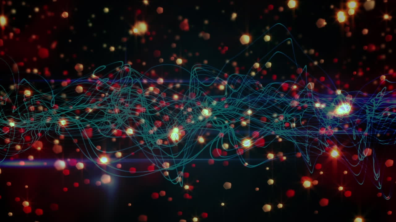 Animation of glowing lights over blue lines moving