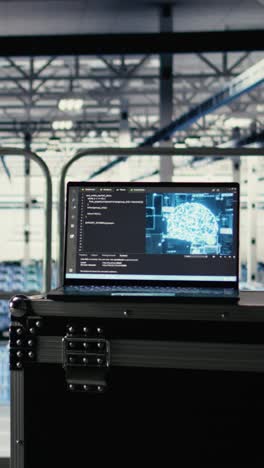 vertical video ai coding script running on laptop managing server farm mainframes