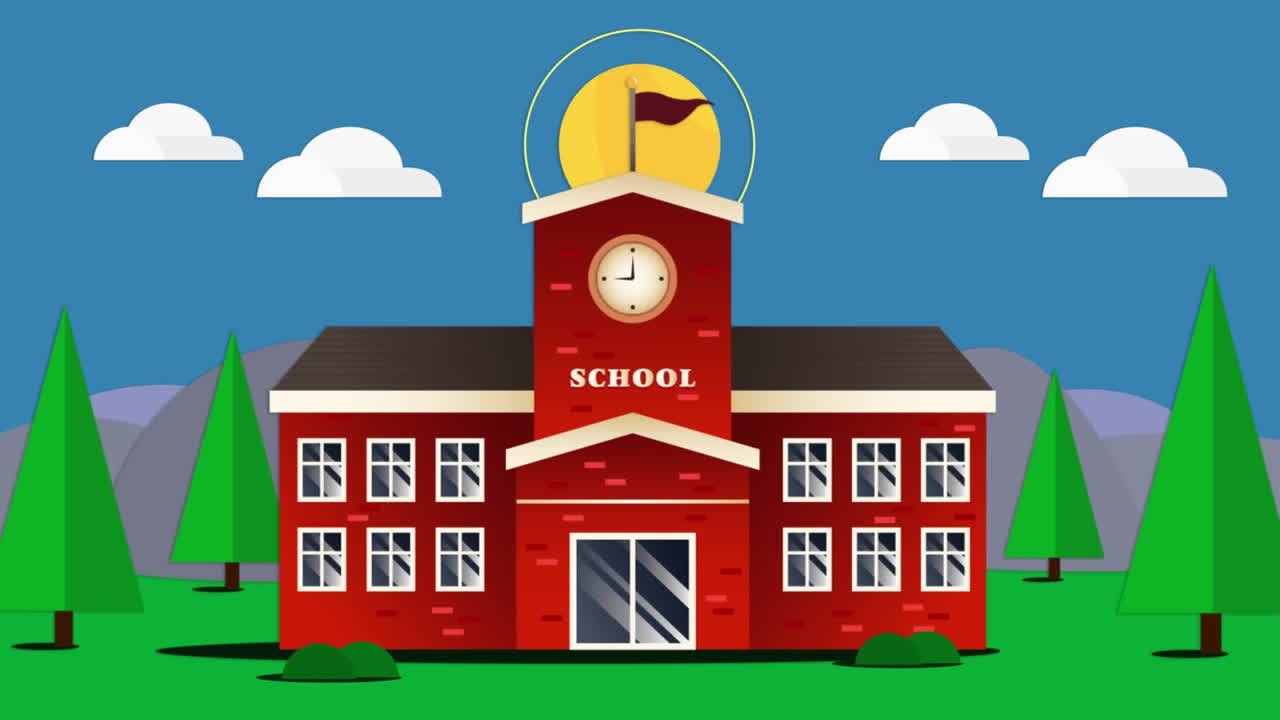 Animated back-to-school concept with school elements on vibrant ...