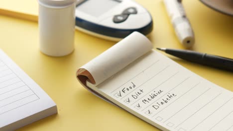 checkliste und vorräte für die behandlung von diabetes