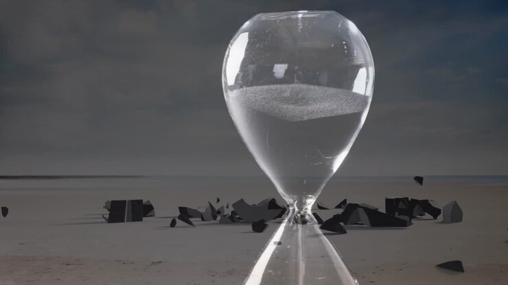 Animation of american dollar sign crushing over hourglass
