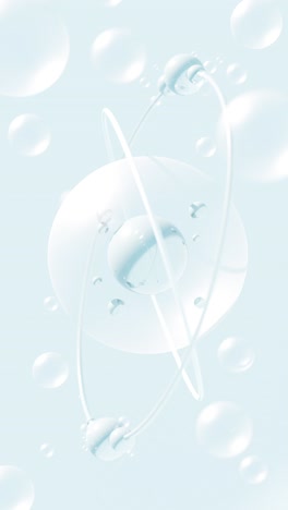 abstract background with transparent spherical bubbles and dna strands. 3d animation