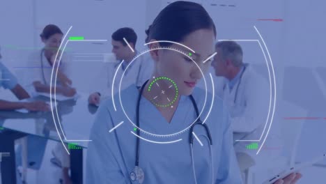 Animation-Von-Interferenzen-Und-Scope-Scans-über-Verschiedene-Ärzte-Im-Krankenhaus