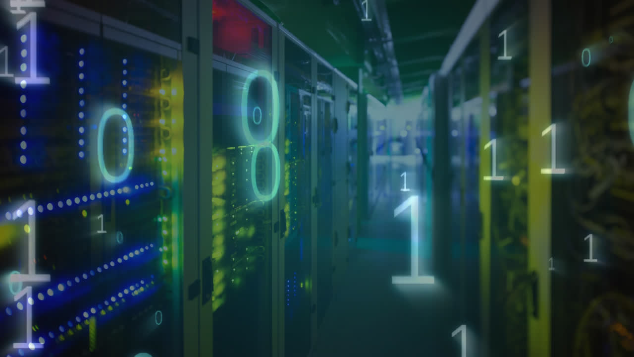 centro de datos con código binario