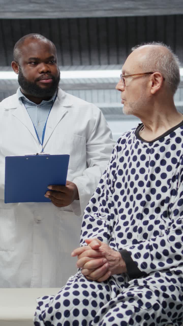 Vertical Video Research institute team consulting and discussing with patient for drug study