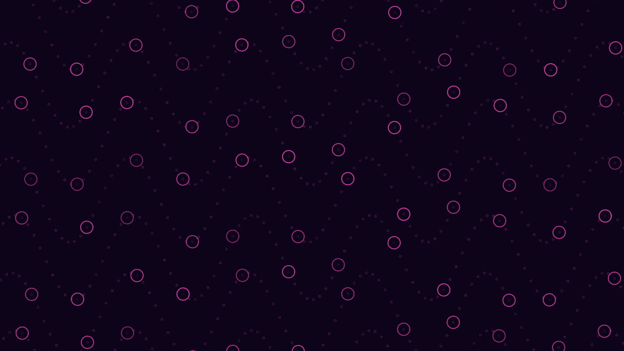 Futuristic waves pattern with rainbow rings and dots on black gradient