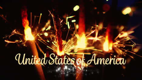 estados unidos de américa texto y una chispa para el 4 de julio.