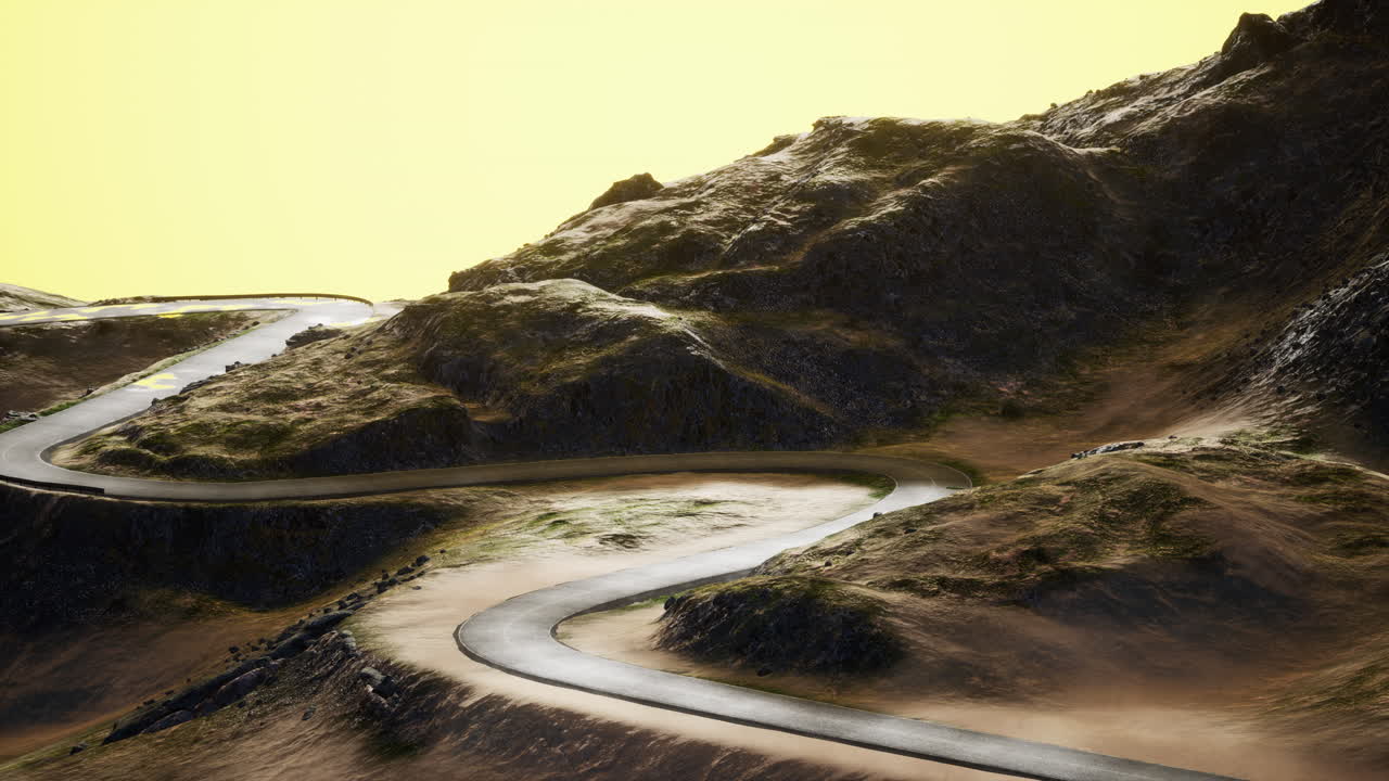 camino vacío y sinuoso hacia las arenas blancas