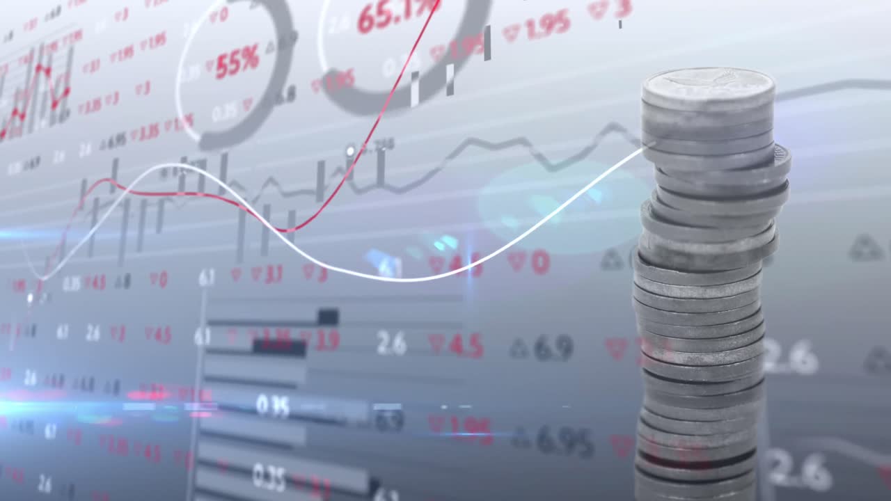 동전  ⁇ 어리 위의 금융 데이터 처리 애니메이션
