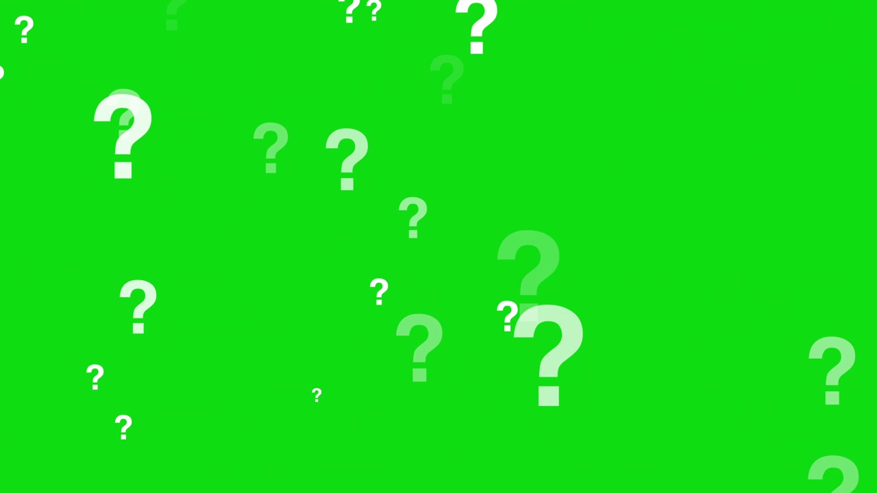 Animated Question Marks Appearing and Disappearing on Green Screen