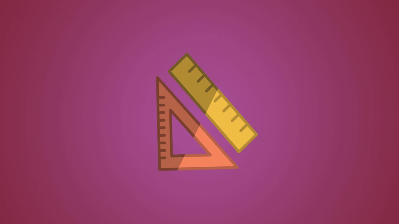 보라색 배경에 떠다니는 여러 기하학 장비 아이콘의 디지털 애니메이션