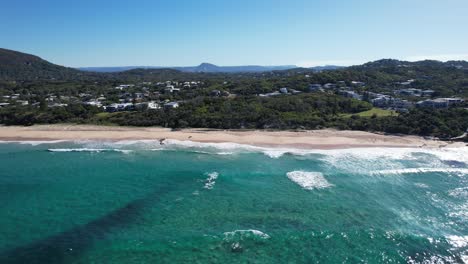 panoramic view of yaroomba beach and mount coolum queensland, australia aerial shot