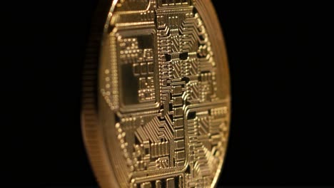 close-up of a bitcoin gold coin