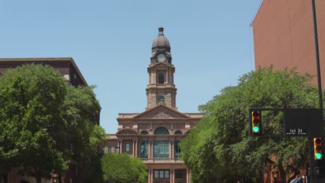 wide angle shot of the tarrant county courthouse in fort worth, texas