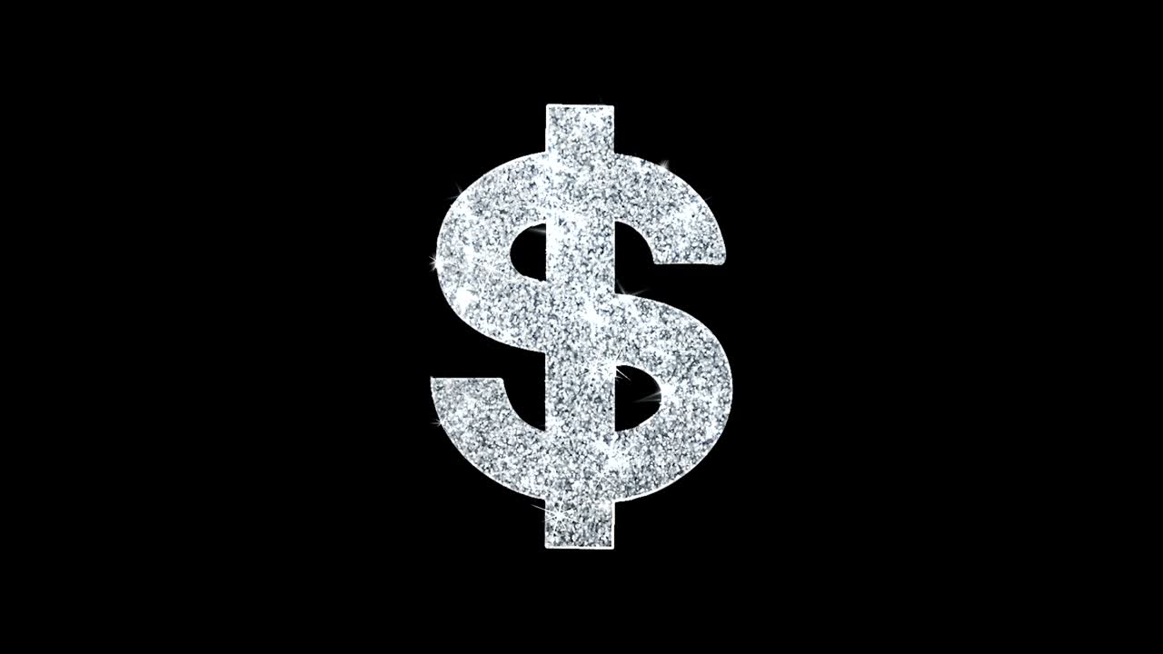 ドル通貨アイコン、輝くキラキラループ、点滅するパーティクル