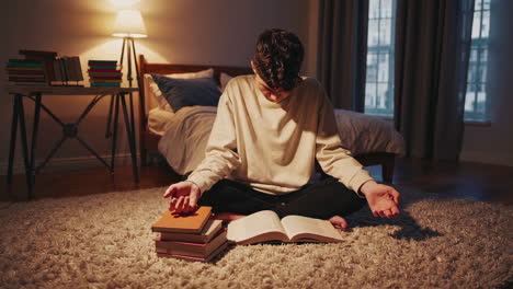 young person studying late at night