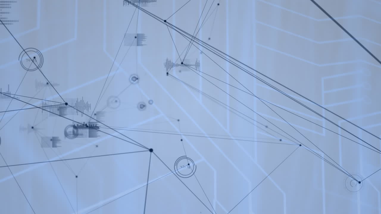 animación digital de la red de conexiones contra las conexiones de microprocesador en fondo gris