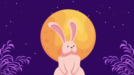 animación del festival de la luna feliz con el conejo