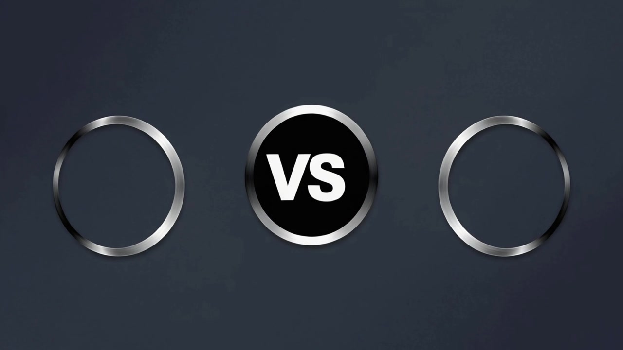 Versus Comparison Graphic with Metallic Rings