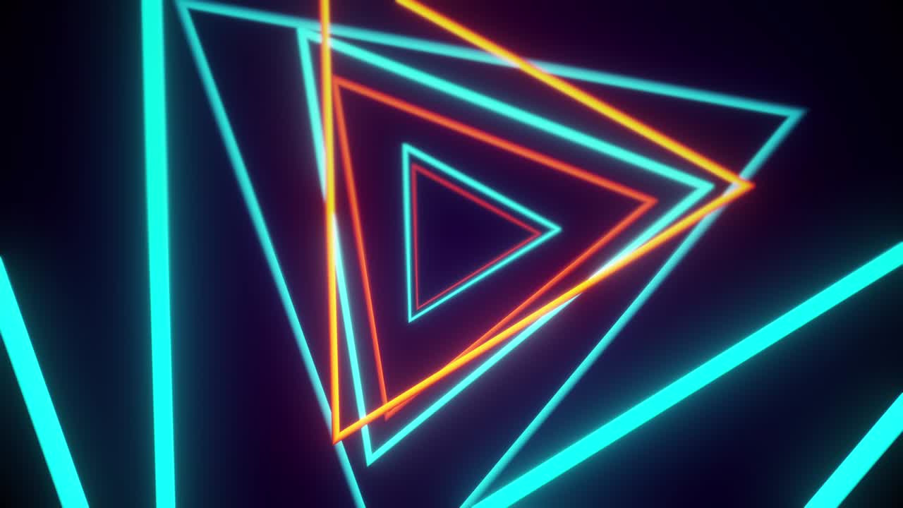 un túnel de triángulos naranja y azul en bucle sin problemas