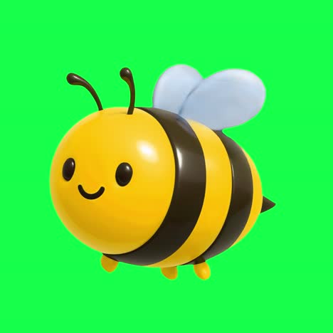 cute cartoon bee illustration animation, transparent 4k video, green screen