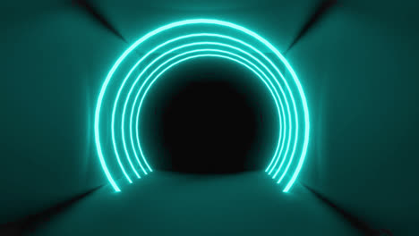 animación de semicírculos de neón azul brillante sobre un fondo oscuro