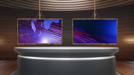 3d virtual tv studio news , tv on wall.3d virtual news studio background loop