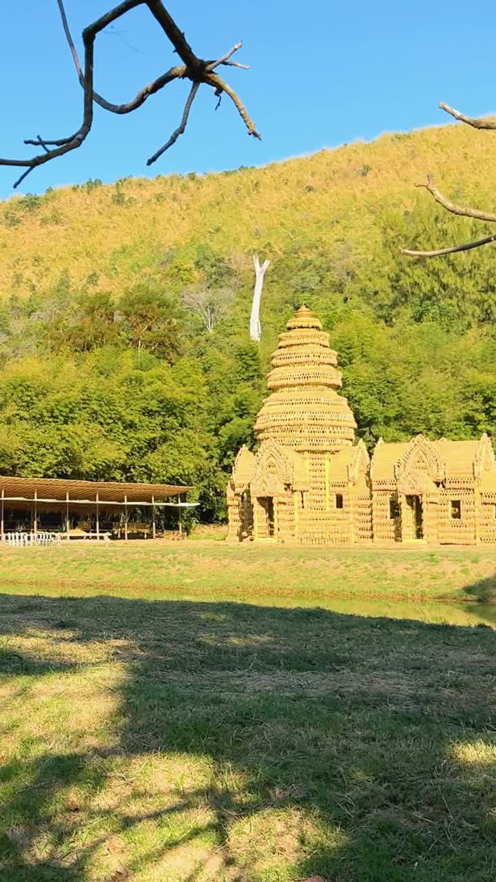 живописный вид на рисовый соломенный дом и поля